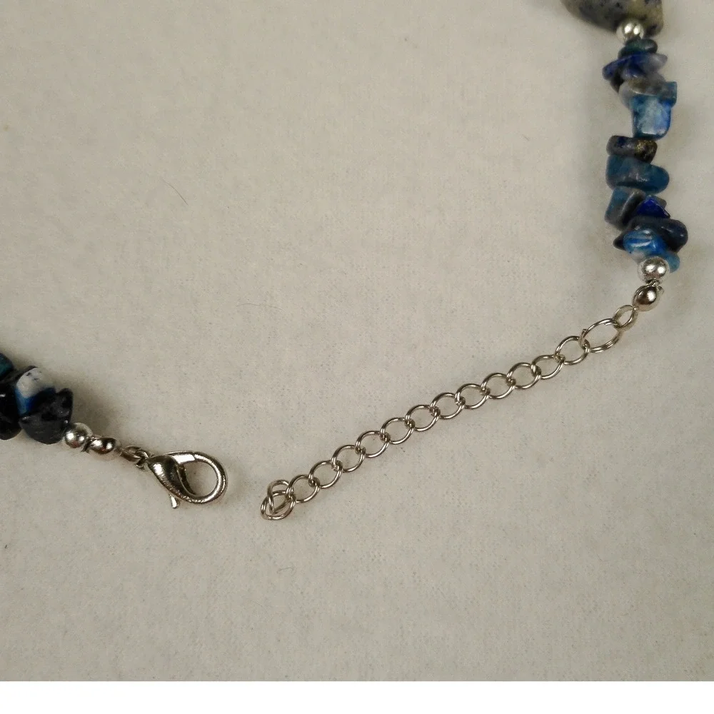 Blue Lapis Lazuli Sodalite Natural Stone Chip Beaded Necklace Adjustable 18-20